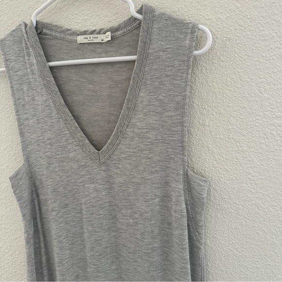 rag & bone Heather Grey Modal V-Neck Midi Dress Minimalist - Small - Picture 5 of 9
